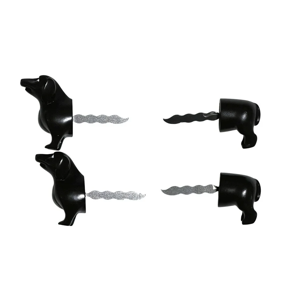 Dachshund Corn Cob Holders 2pc Set‎ Black Wiener Dog Stainless Steel BBQ Tools